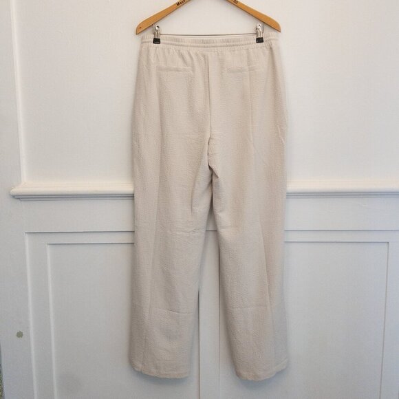 Calvin Klein Cream Textured Lounge Pants L NWT Drawstring Wide Leg Soft Stretch - Picture 2 of 4